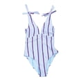 thumbnail image 1 of Traje de Baño Ocean Pacific para Mujer Completo con Nudo en Tirante, Cuello V, Estampado a Rayas Multicolor Talla CH, 1 of 4