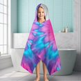 thumbnail image 6 of Pink Blue Tie Dye Flower Pattern Hooded Bath Towel，60"x35" for Ages 3 To 12 Kids, Quick Dry Lightweight Soft Microfiber Hood Beach Towel Cover Up for Kids, 6 of 7