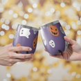 thumbnail image 2 of 12oz Stemless Wine Tumblers Purple Halloween Ghosts Skulls and Bats Vacuum Insulated Stainless Steel Travel Tumbler Cups Mug with Lid and Straw for Champaign,Cocktail,Beer with Cleaning Brush, 2 of 5