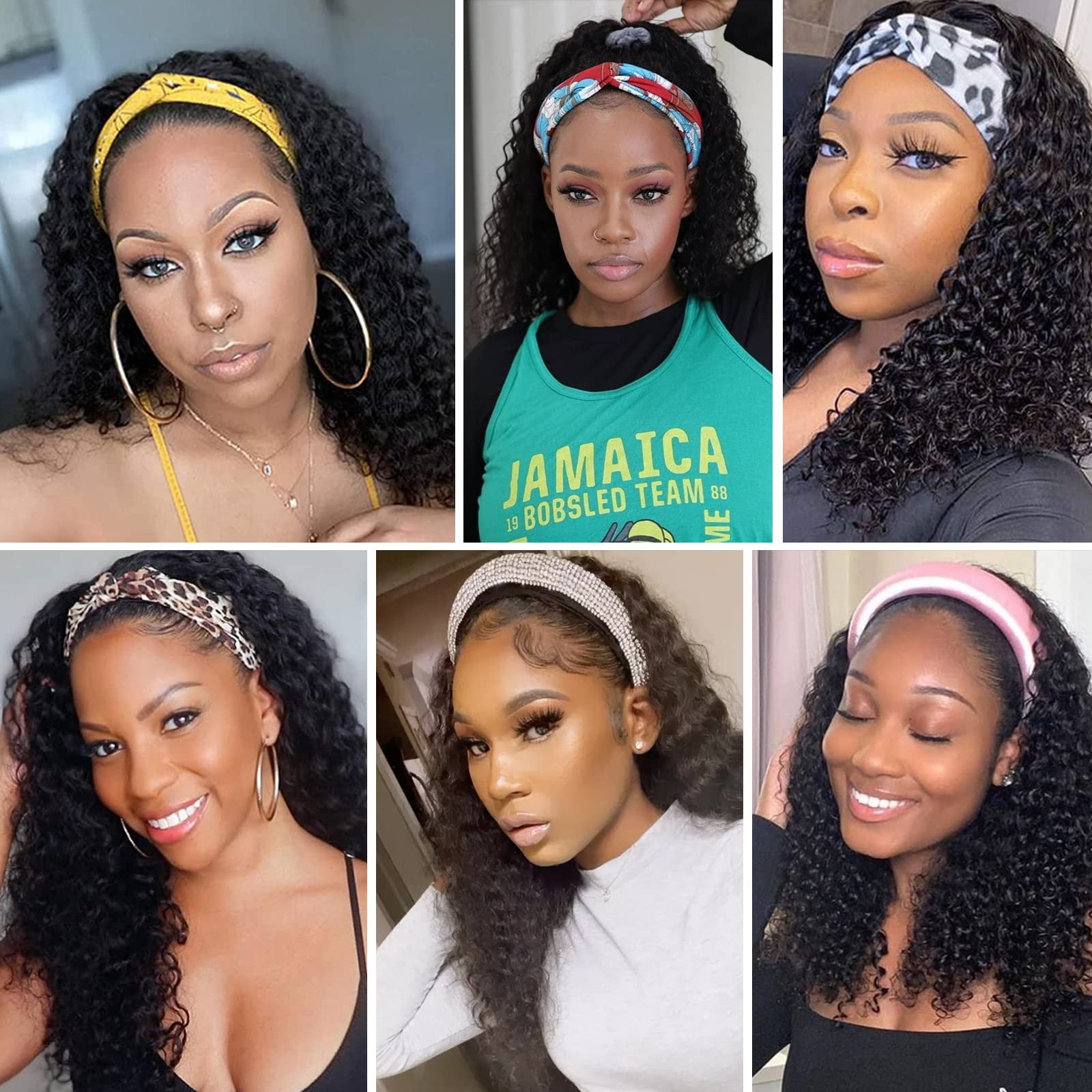 DOPI Headband Wigs Curly Glueless Wig for Black Woman Synthetic Braid Hair Wig
