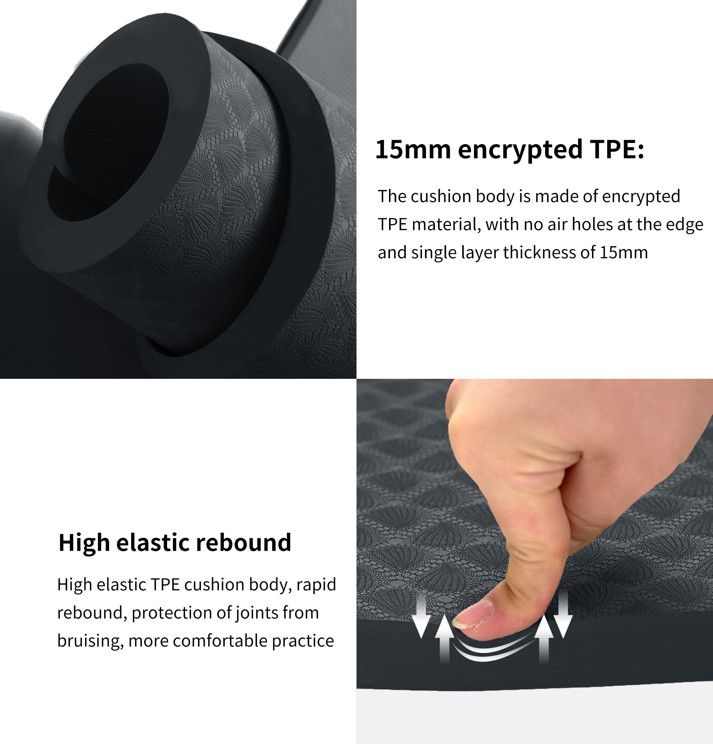 Extra Thickened 15mm Exercise Mat (72" x 32") for Men & Women Non Slip with High Density Large Shock Absorber Pad for Home Gym Travel & Floor Outside Fitness in Grey