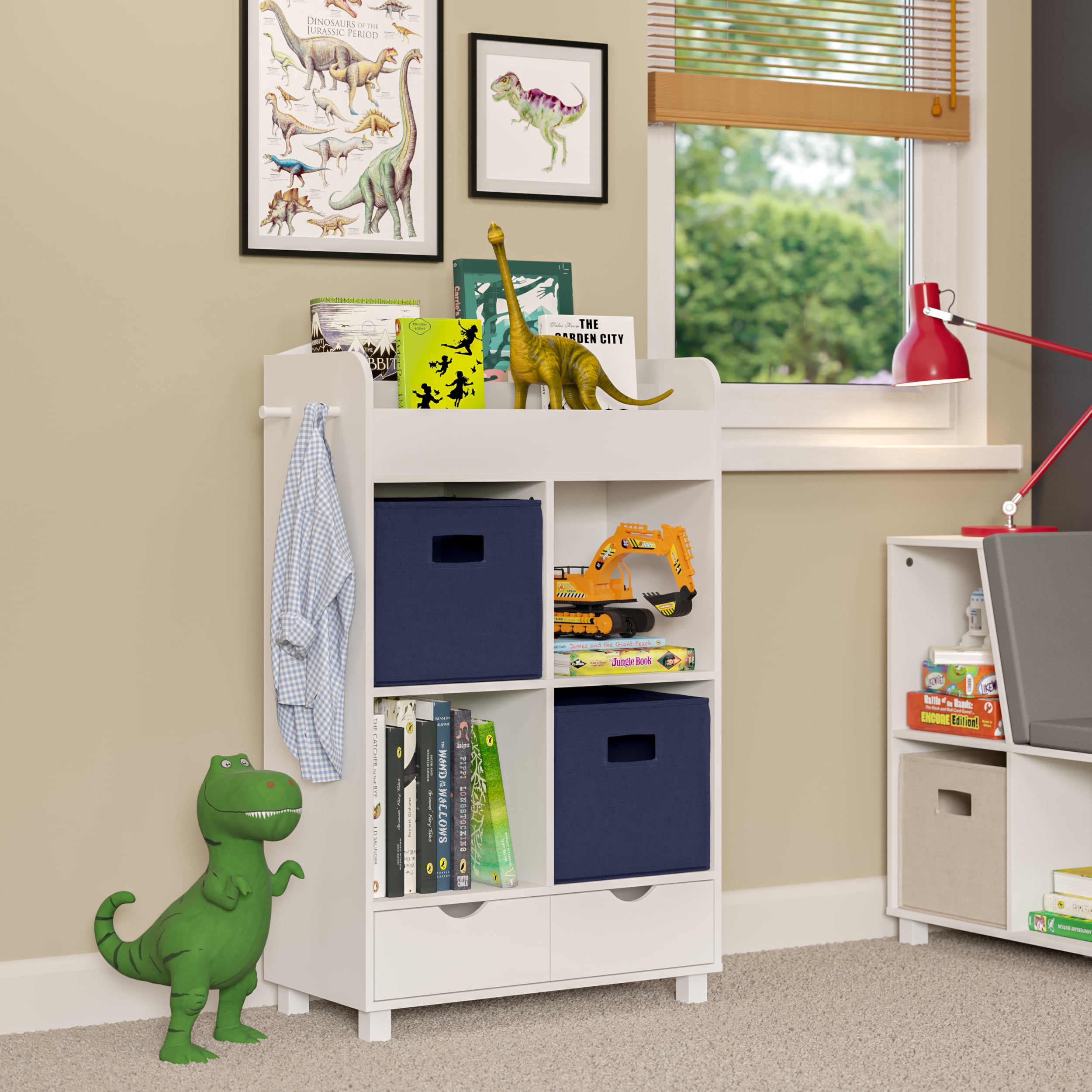 RiverRidge Home Book Nook Kids 1 Shelf 4 Cubby 2 Drawer Storage