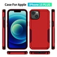 thumbnail image 2 of for iPhone 15 Plus Case, Dual Layers Shell Hard PC + Soft TPU Back Shell Heavy Duty Military Drop Protection Rugged Shockproof Hybrid Case for iPhone 15 Plus, Red/Rose, 2 of 8