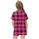 thumbnail image 4 of Odeerbi 2-12 Años Niños Niñas Pijama de Verano de Satén Con Solapa de Muesca Camisas de Manga Corta Pantalones Cortos Conjunto Suave Estampado Retro de Cuadros Ropa de Dormir, 4 of 6