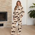thumbnail image 3 of Renewold Sweatsuits Women 2 Piece Outfit Fall Outfits Long Sleeve Mockneck Sweatshirts and Wide Leg Drawstring Lounge Pants Set Sportswear, Dachshund Coffee Beans Paw Print, XS, 3 of 7