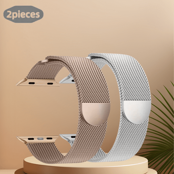 2Pack Milanese Loop for Apple Watch Band 40mm 41mm 38mm 44mm 45mm 49mm 42mm iwatch band Women Men,Stainless Steel Mesh Magnetic Strap for Apple watch Ultra/2 Series 9 8 7 6 5 4,SE 2nd Generation