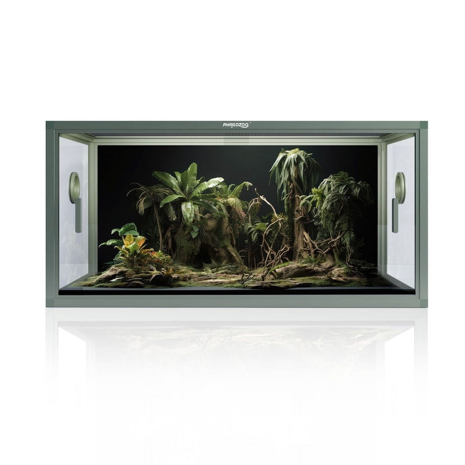 Phailozoo 50 Gallon Small Reptile Tank, 36x18x18 Terrarium Enclosure for Geckos and Snakes, Green