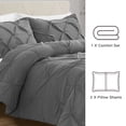 thumbnail image 4 of Bourina 3-Piece Twin Size Comforter Set, Pleated Wrinkle-Resistant Microfiber Bedding, Grey,All-Season, 4 of 7