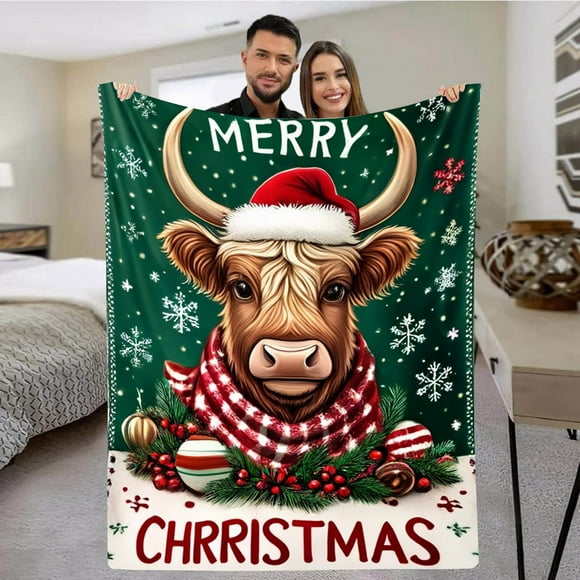 Christmas Winter Soft Warm Nap Blanket Cozy Bedroom Home Accessory Cow Wool Throws for Comfort