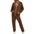 thumbnail image 1 of Stylish Women's Trousers Suit Featuring Casual Drawstring Hoodie and High Waist Trousers Set, 1 of 5