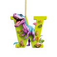 thumbnail image 1 of Adorno navideño de dinosaurio personalizado (liquidación), 26 letras colgantes, adornos de plástico con iniciales para árbol de Navidad 2023 con cuerda para colgar, regalo único, personalizado y, 1 of 3