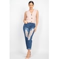 thumbnail image 2 of Rhinestones Ripped-front Denim Jeans, 2 of 5