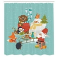 thumbnail image 3 of Ambesonne Christmas Shower Curtain, Snowman Bear Fox Santa, 69"Wx75"L, Pale Teal and Multicolor, 3 of 5