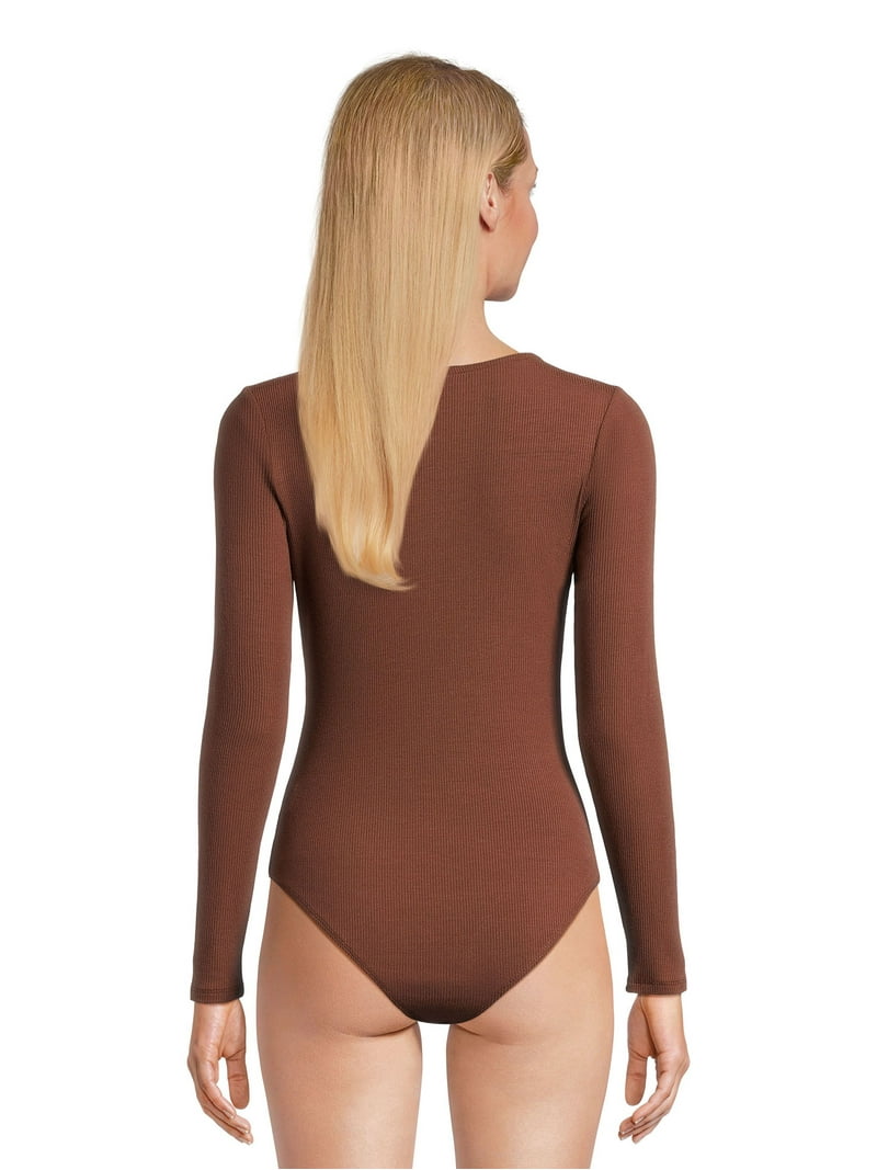 Belle du Jour Juniors Ribbed Square Neck Bodysuit, Sizes XS