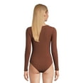 thumbnail image 3 of Belle du Jour Juniors Ribbed Square Neck Bodysuit, Sizes XS-XL, 3 of 5