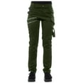 thumbnail image 2 of Summer Saving Womens Cargo Pants Cargo Pants for Women Fashion Slash Zipper Mid Waist Solid Work Long Pants Trendy 4-way Buckle Straight Leg Pocket Cargo Pants Trousers Fall, 2 of 7