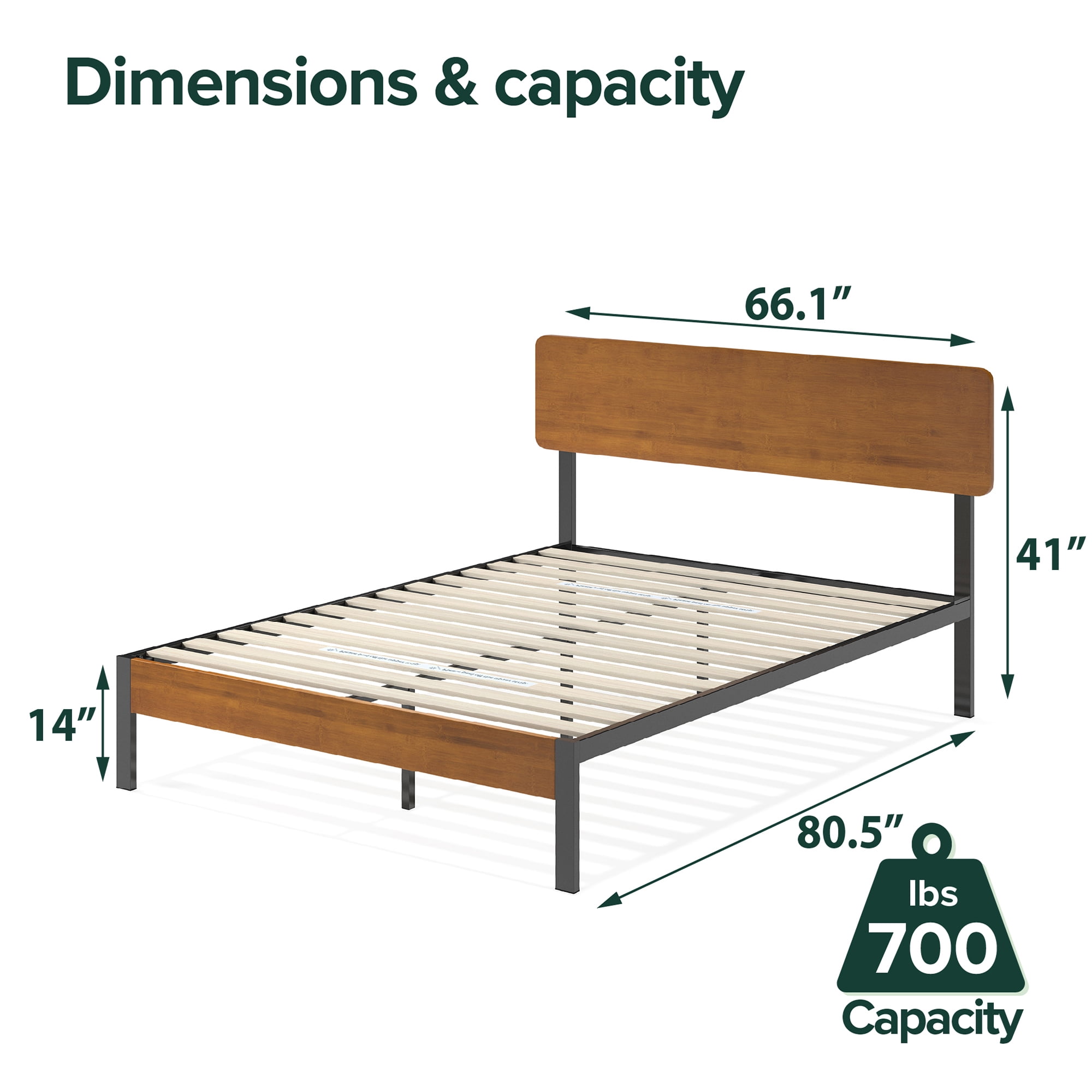 Zinus Olivia 41" Metal Platform Bed Frame, Queen
