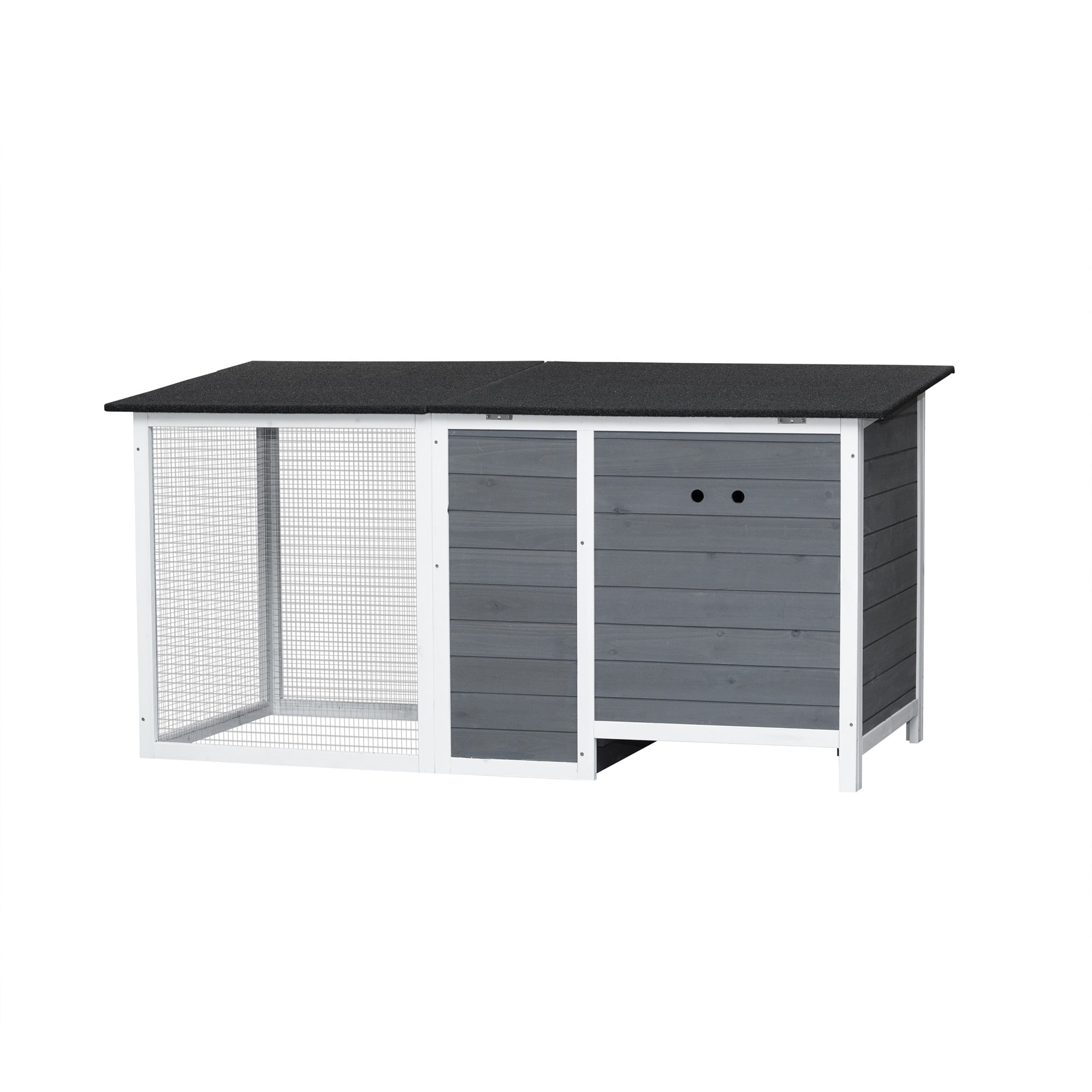 Pefilos 62" Rabbit Hutch for Indoor Poultry Cage Small Animal House with Running Cage, Outdoor Weatherproof Bunny Cage with Openable Roof, Gray Pefilos 62" Rabbit Hutch for Indoor Poultry Cage Small Animal House with Running Cage, Outdoor Weatherproof Bunny Cage with Openable Roof, Gray