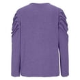 thumbnail image 6 of Lenpel Women's T Shirts Pleated Long Sleeve Crew Neck Solid Color Fleece Warm Dressy Casual Tunic Tops Loose Tee Blouses(Purple,XX-Large), 6 of 7
