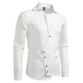 thumbnail image 5 of NAFUU Mens Dress Shirts Fashion Asymmetric Placket Shirt Unique Men's Slim Fit Long Sleeve Gothic Button Up Shirts Party Tops Regular Fit Tops, 5 of 9
