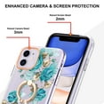 thumbnail image 3 of Allytech Floral Series Soft TPU Back Cover Ring Holder Kickstand Bumper Translucent Shockproof Slim Shell Cell Phone Case Cover for Apple iPhone 11, Green Flower, 3 of 4