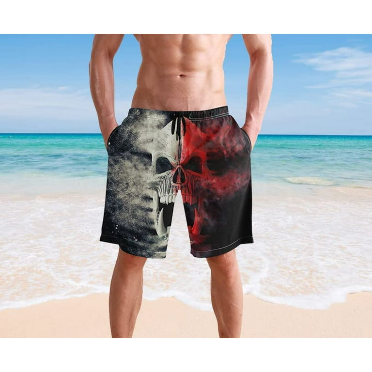 VISESUNNY Women's Skull Print Swim Trunks - Quick Dry Board Shorts With Pockets, Summer Beach Shorts