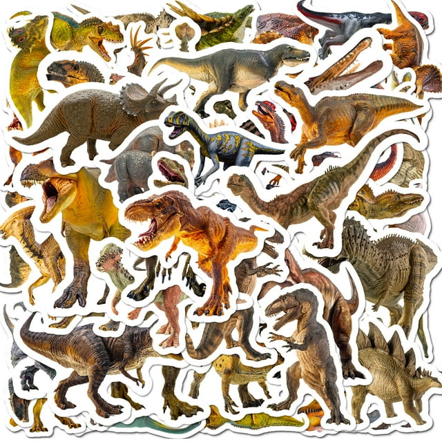 Pegatinas con forma de pepita de dinosaurio, 50 unidades, lindos dibujos animados, resistentes al ag