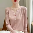thumbnail image 4 of Fiaer Cardigan Sweaters for Women Buttons Down V-Neck Long Sleeve Pockets Lightweight Knit Tops for Daily Pink XL, 4 of 8