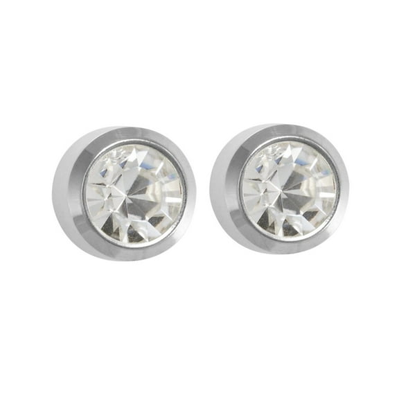 Studex Stainless Steel Bezel Setting with 3MM April Crystal Ear Piercing Stud (Dozen)