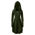 thumbnail image 2 of Women Dress Lace Up Hooded Vintage Pullover Dress High Low Bandage Long Slim Dress Cloak, 2 of 5