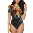 thumbnail image 2 of Fotbe Floral Fox Women's Crew Neck Short Sleeves Bodysuit Tops Round Neck Slim Sleeveless Soft Comfortable Basic-Small, 2 of 7