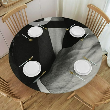 

Palnkart Businessman Round Table Cover Stain Resistant Washable Indoor Outdoor Tablecloth Kitchen Dining Wedding Parties 100% Polyester Fiber 38-42