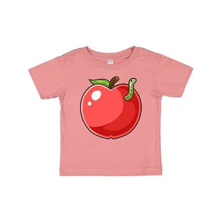 

Inktastic Cute Red Apple with Green Worm Boys or Girls Baby T-Shirt