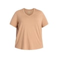 thumbnail image 3 of Terra & Sky Women's Plus Size V-Neck Tee with Short Sleeves, Size 0X-5X, 3 of 5