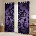 thumbnail image 2 of Manfei Vintage Damask Female Blackout Curtains Set of 2 (52x84 Each), Mystic Purple Boho Floral Window Curtains, Southwestern Curtains and Drapes, Curtains and Drapes Decor, 2 of 6