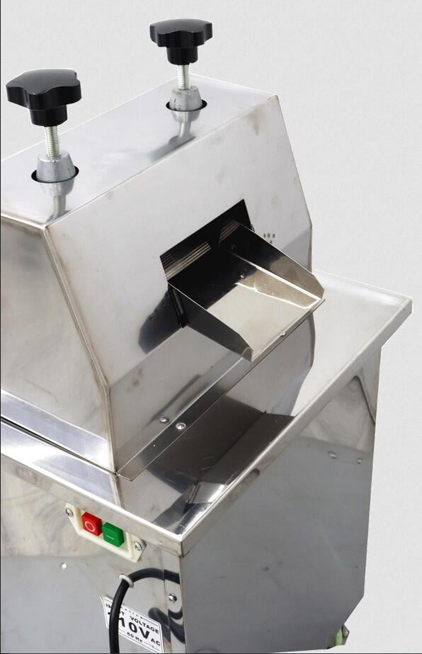 Techtongda 3 Rollers Sugarcane Press Electric Sugar Cane Press Juicer Sweet Sorghum Vertical Sugarcane Ginger Stainless Steel with 2pcs Knives