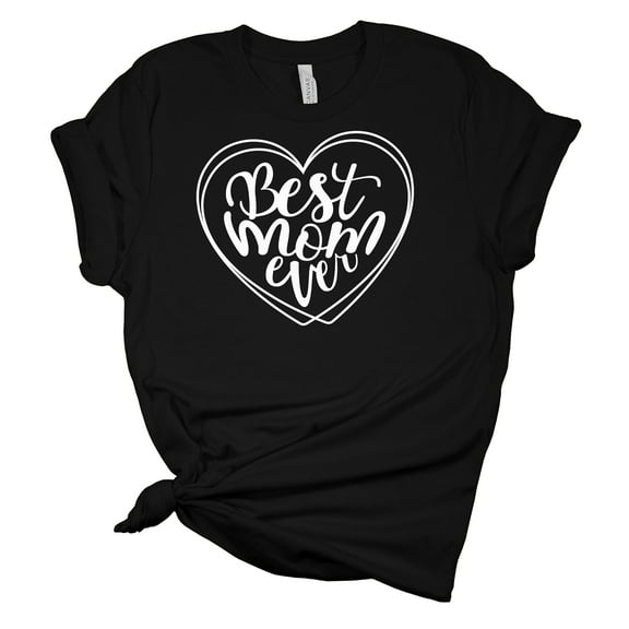 Best Mom Ever Heart Mother's Day Women's Short Sleeve T-shirt Graphic Tee-Black-large