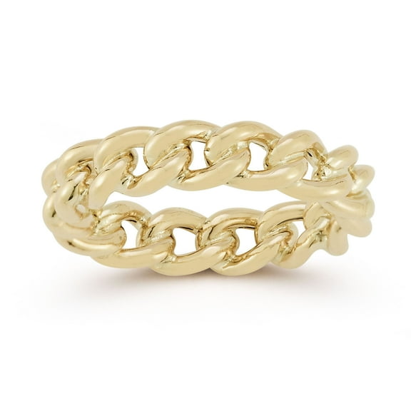 Adesso Milano Jewelry 14k Real Solid Gold Curb Chain Link Band Ring for Women