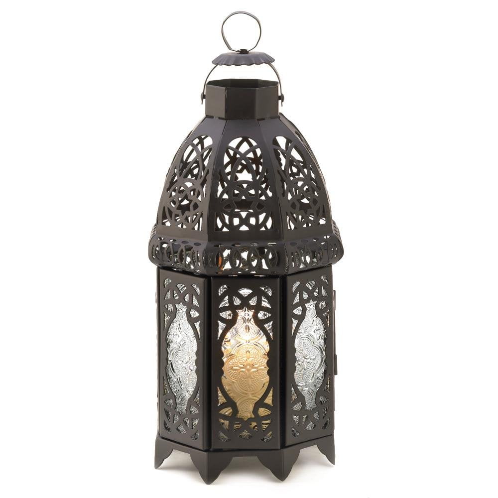 Floor Lantern, Black Lattice Hanging Metal Decorative Patio Outdoor