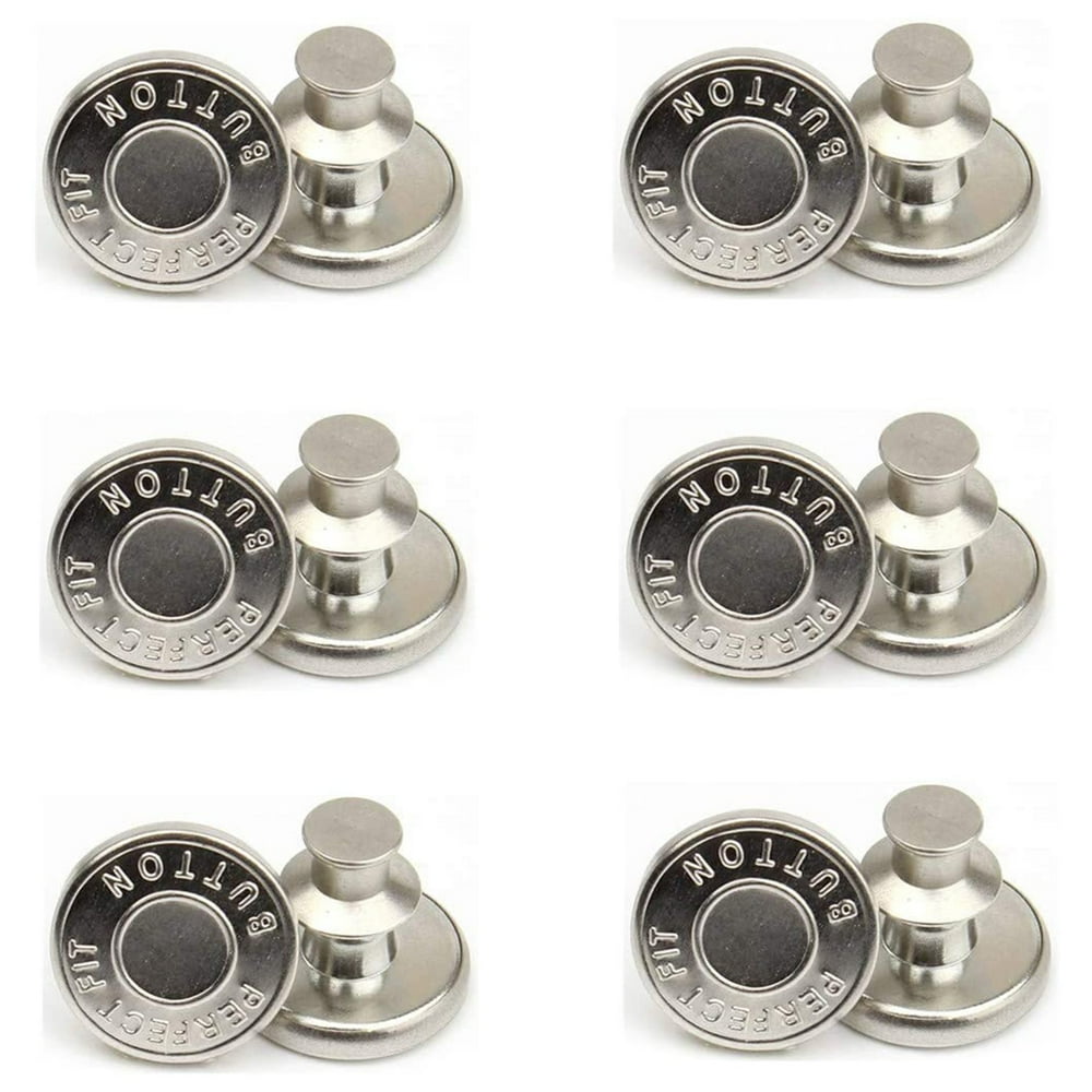 12 Sets 17mm Replacement Jean Buttons, No Sew Instant Button Detachable Pants Button Pins