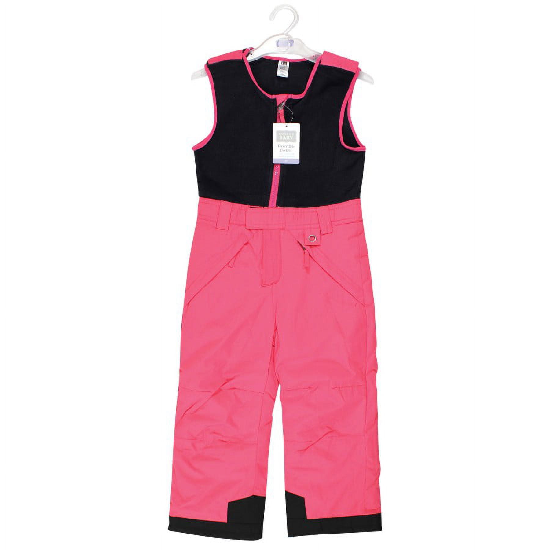 Hudson Baby Unisex Snow Bib Overalls with Fleece Top, Fuchsia, Medium