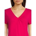 thumbnail image 6 of RealSize Women's Shirred V-Neck Tee with Short Sleeves, Sizes XS-3XL, 6 of 6
