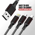 thumbnail image 3 of vAccessorize Multi 3 in 1 Braided Micro USB Fast Charging 6 feet Cable for iPhone (3 Pack, Black), 3 of 5