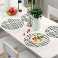 thumbnail image 5 of Coolnut Low-Key Color Square Grid Round Placemat Set of 4, Non-Slip Heat Resistant & Waterproof Plate Pads for Dinner Table Table Placemats, 15.4 in Home Decor, 5 of 6