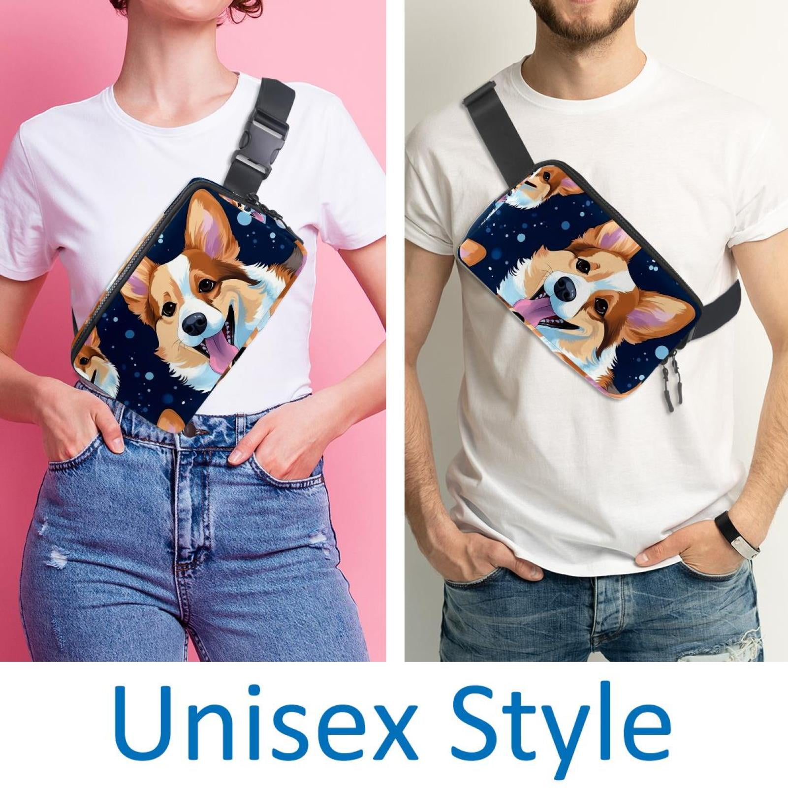 Dog Versatile Lightweight Adjustable Crossbody Bag with Extension Strap - Unisex Waist Bag Fanny Pack