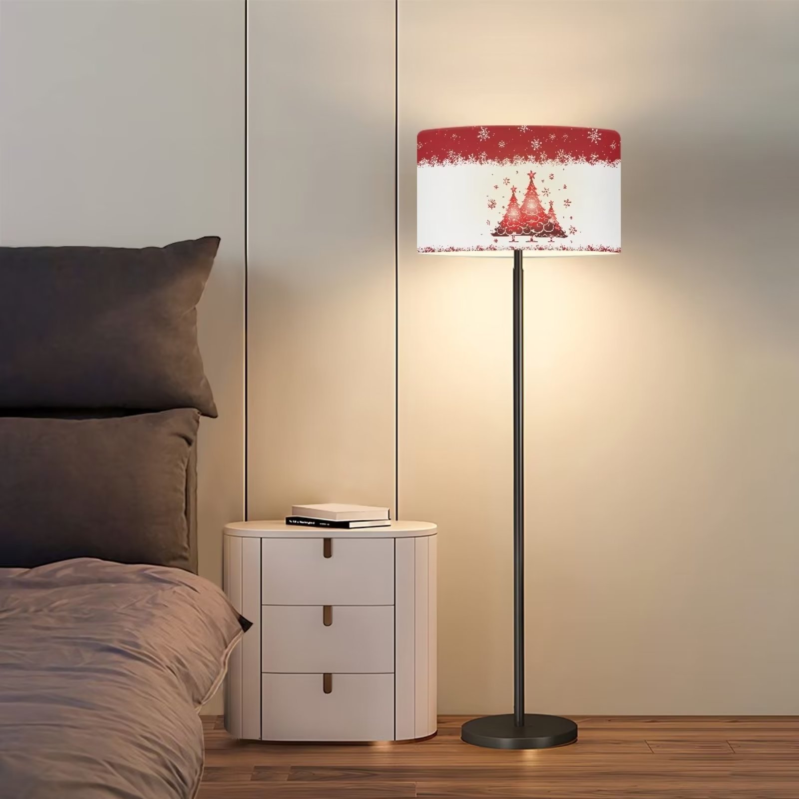 Pzuqiu Christmas Tree Lampshades Set of 2 Barrel Shape Lamp Shade for Bedside Lamp Office Floors Lamp Cylinder PVC Night Light Cover Family Friend Gifts,8.3 Inch Height - image 3 of 8