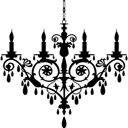 

Design With Vinyl Artwork den Chandeliers Ornate Fixture Mounted Ceilings Wall Decal for Family - Ornamental Suspended Light Themed Décor - Size: 30 In x 30 In