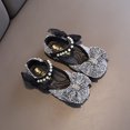 thumbnail image 5 of LNMQLPDBS Toddler Girl Shoes Glitter Sequins Bow Decoration Performance Dance Shoes for Girls Pearl Shining Kids Princess Shoes Dress Shoes for Party and Wedding Black 27, 5 of 6