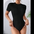 thumbnail image 4 of para Mujer, Cuello Redondo, Corta, Trajes de Baño, Trajes de Salida, Leotardos de Verano, Camisetas de una Pieza. Negro S, 4 of 7