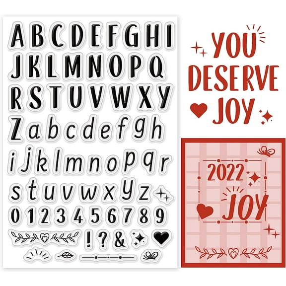 Letter Clear Stamps Alphabets A-Z Transparent Stamps Number Silicone Stamp Rubber Stamp for Holiday Cards Making Journaling Photo Album Journal Scrapbooking 6.2x4.3inch DIY